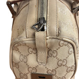 Gucci GG Beige Leather Trim Guccissima Small Boston Bag