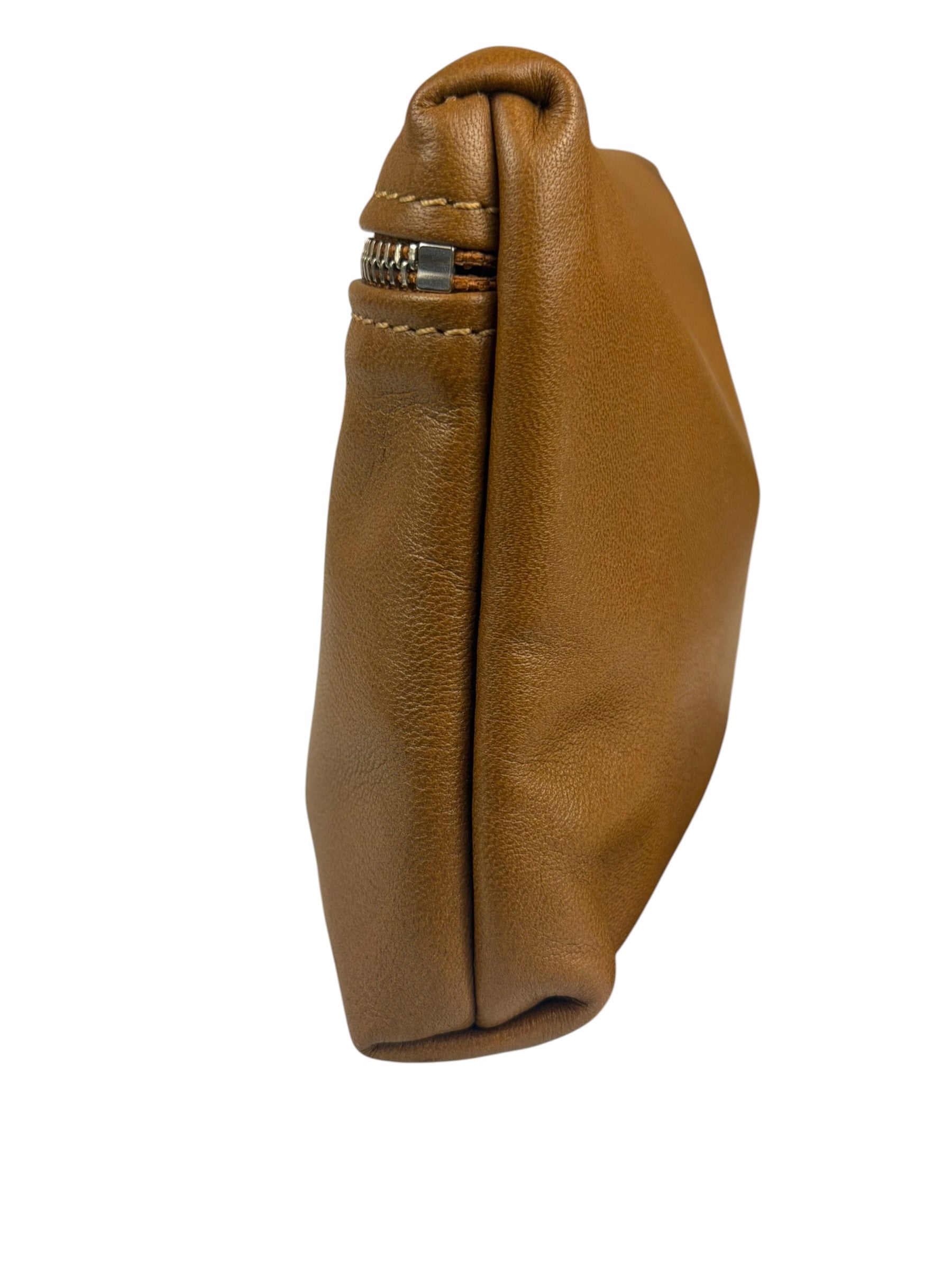 Longchamp Camel Leather Cosmetic Pouch