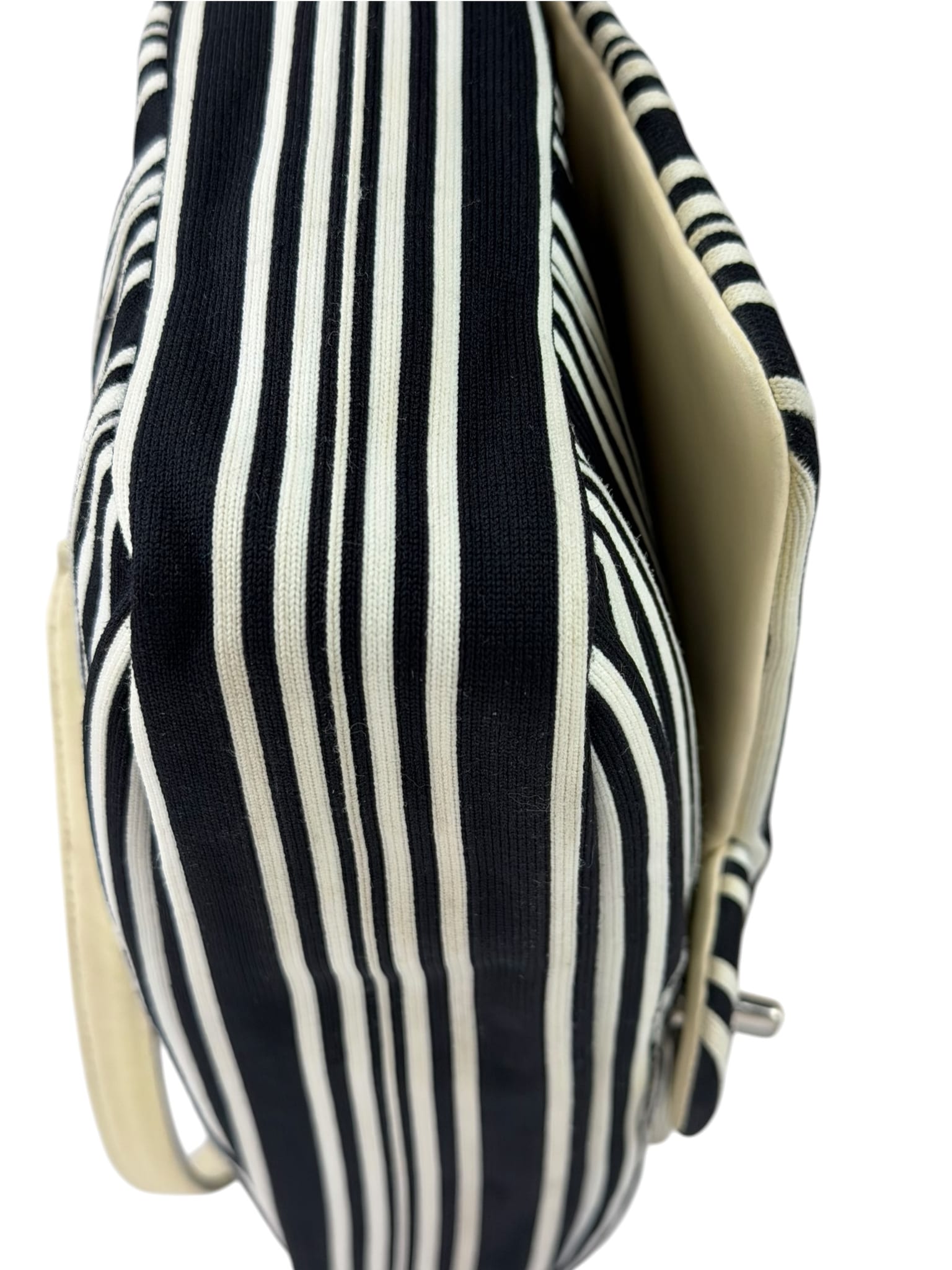Chanel Black/White Leather Trim/Cloth Venise Biarritz Flap Bag 2019