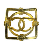 Chanel Vintage Gold-Plated Square CC Logo Brooch