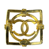 Chanel Vintage Gold-Plated Square CC Logo Brooch