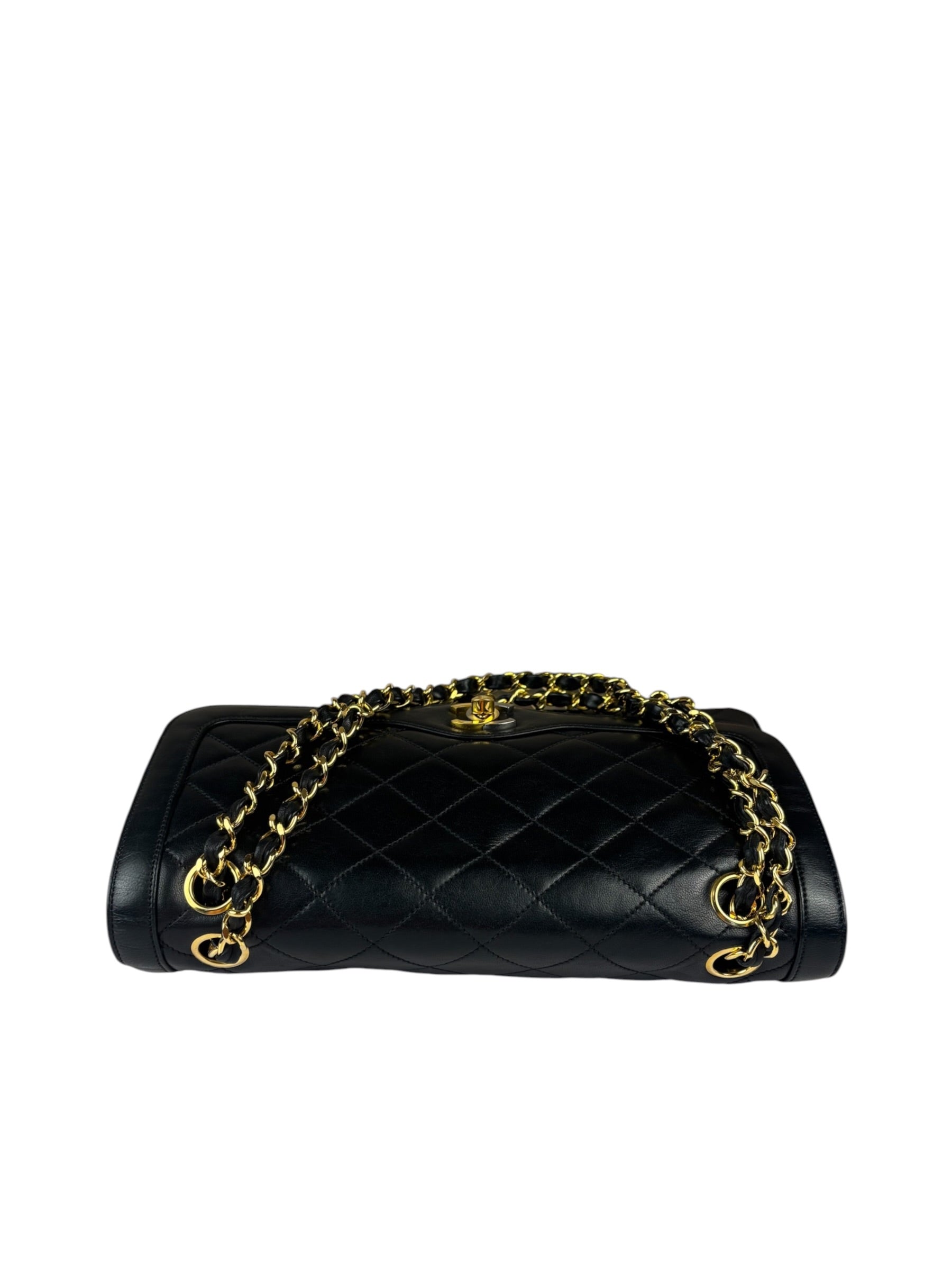 Chanel Vintage Black Quilted Leather Double Flap Bag 1995