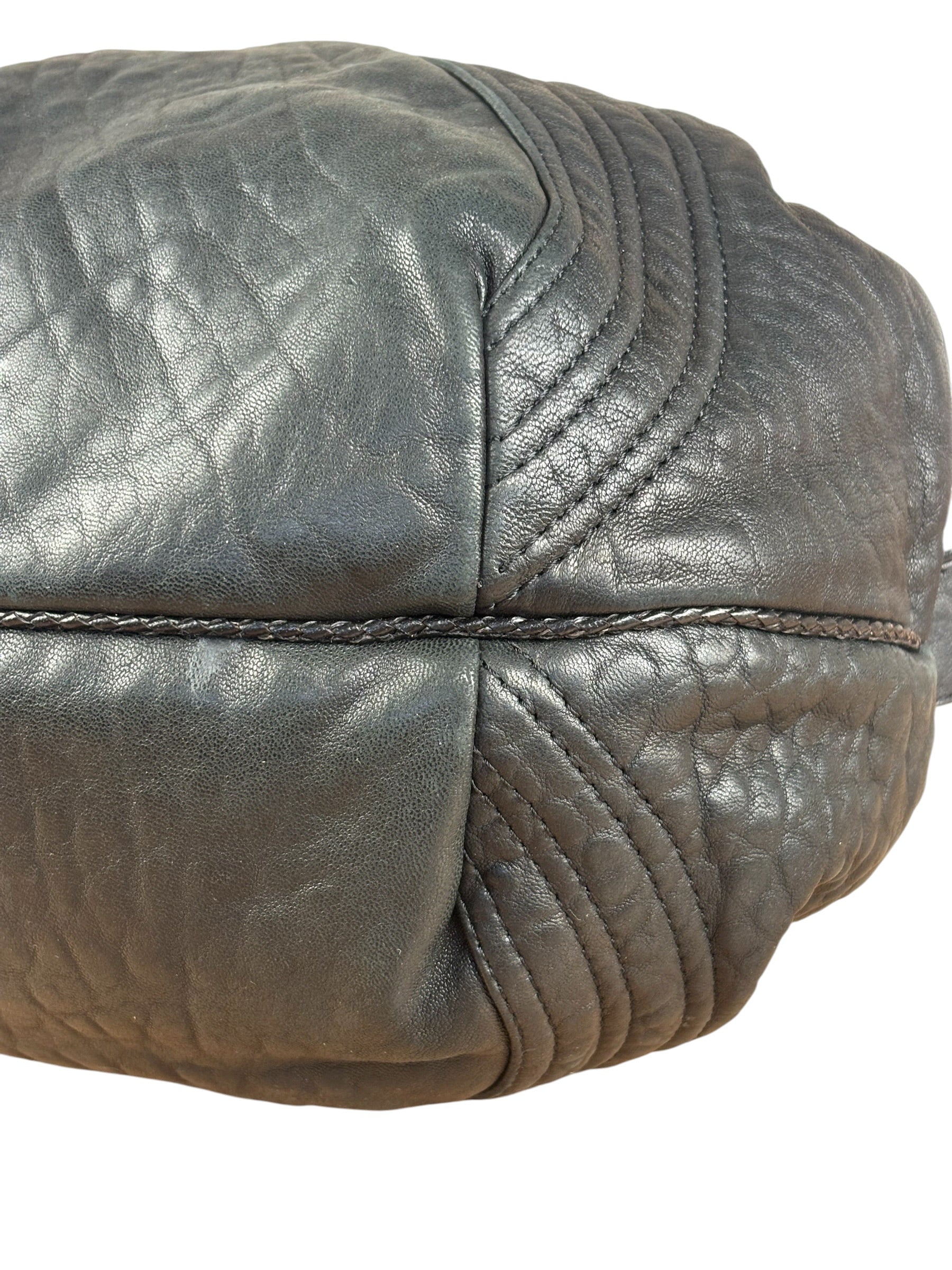 Fendi Vintage Black Leather Spy Hobo Bag