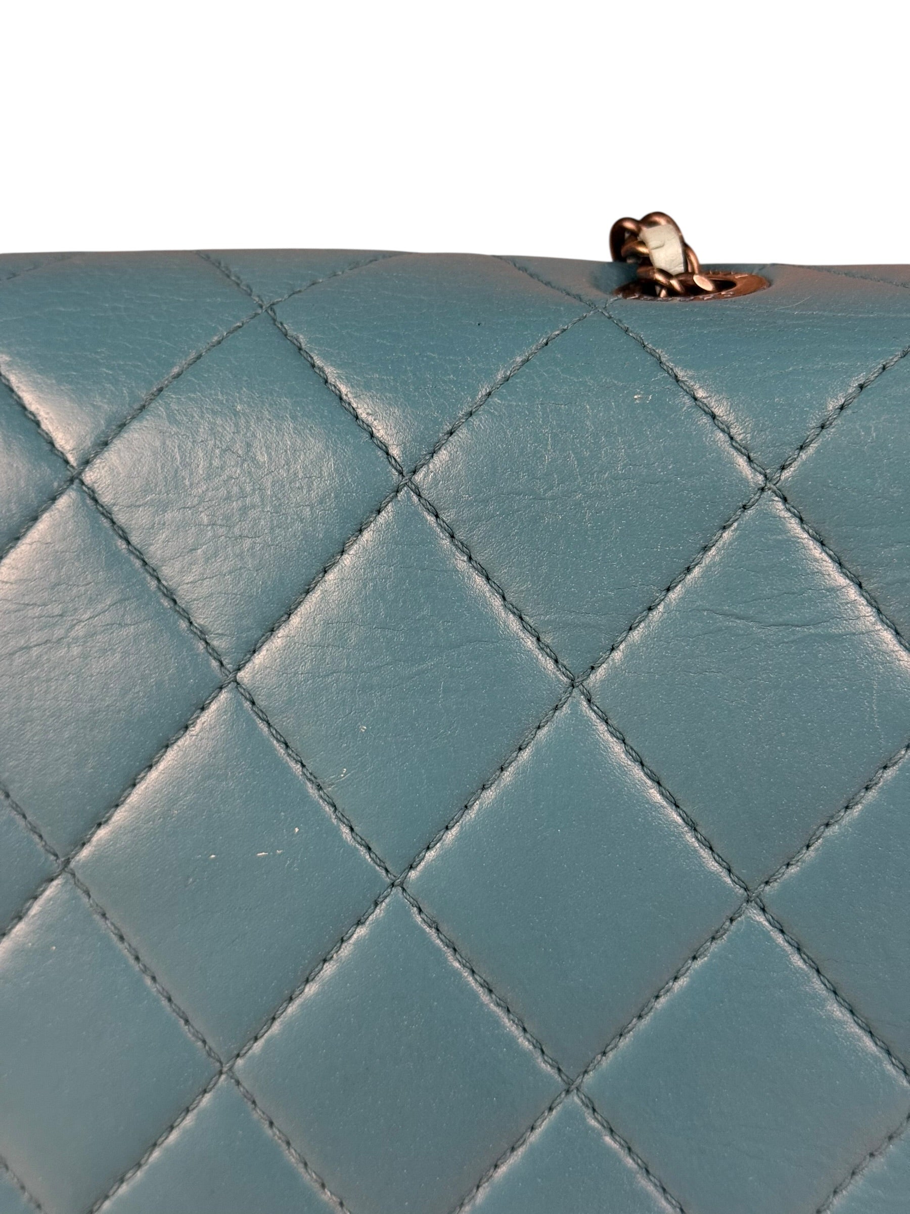 Chanel CC Two-Toned Blue Leather Flap Bag 2014