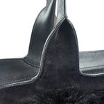 Salvatore Ferragamo Black Rabbit Fur Leather Trim Shoulder Bag