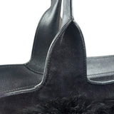 Salvatore Ferragamo Black Rabbit Fur Leather Trim Shoulder Bag