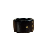 Chanel Vintage Black Resin CC Logo Band Ring