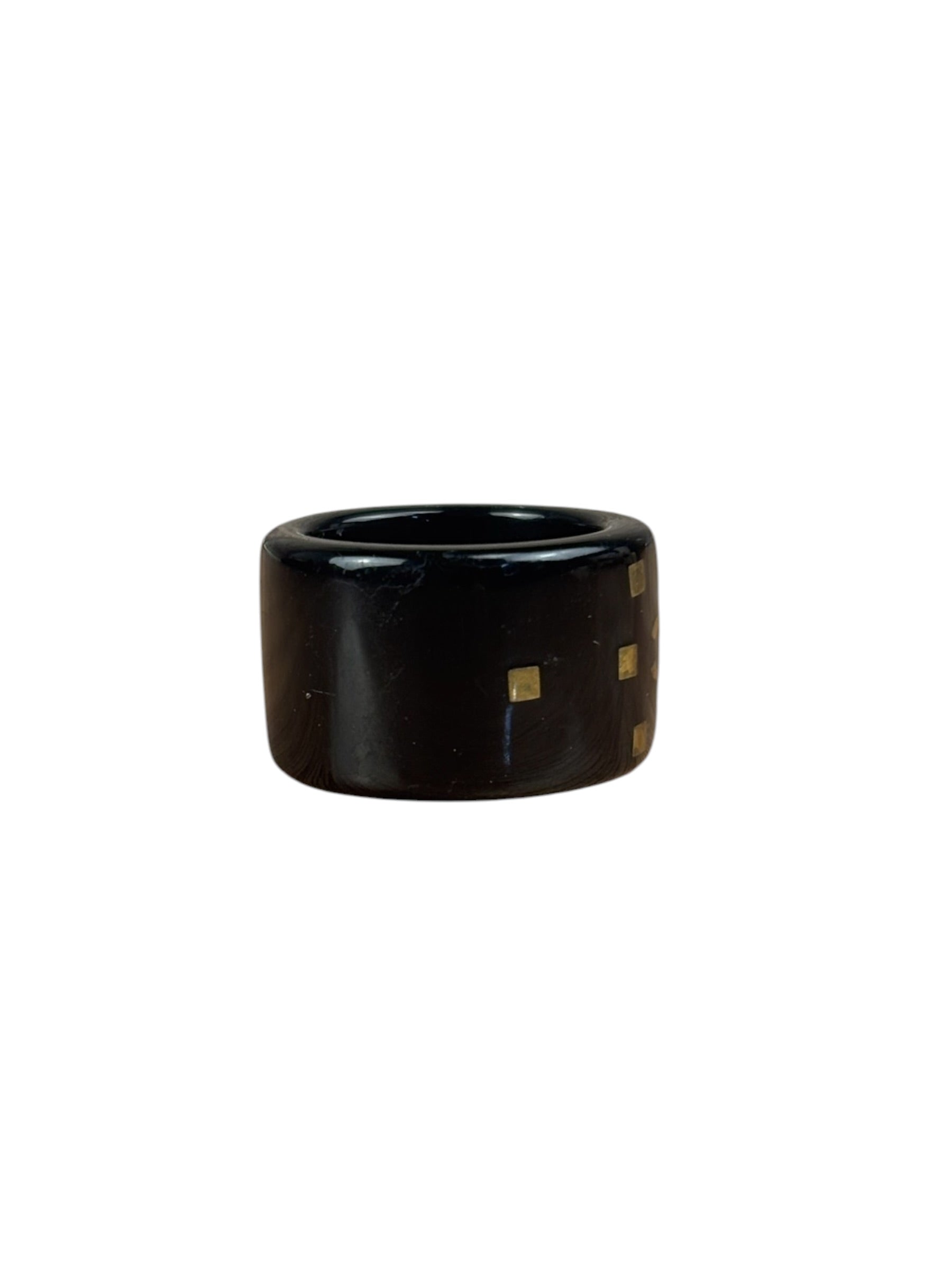 Chanel Vintage Black Resin CC Logo Band Ring