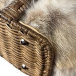 Ferragamo Vintage Fur Rattan Top Handle Bag