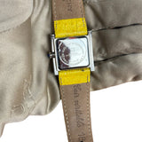 Givenchy Vinatge Yellow Leather Strapped Apsaras Yellow Square Dial Watch