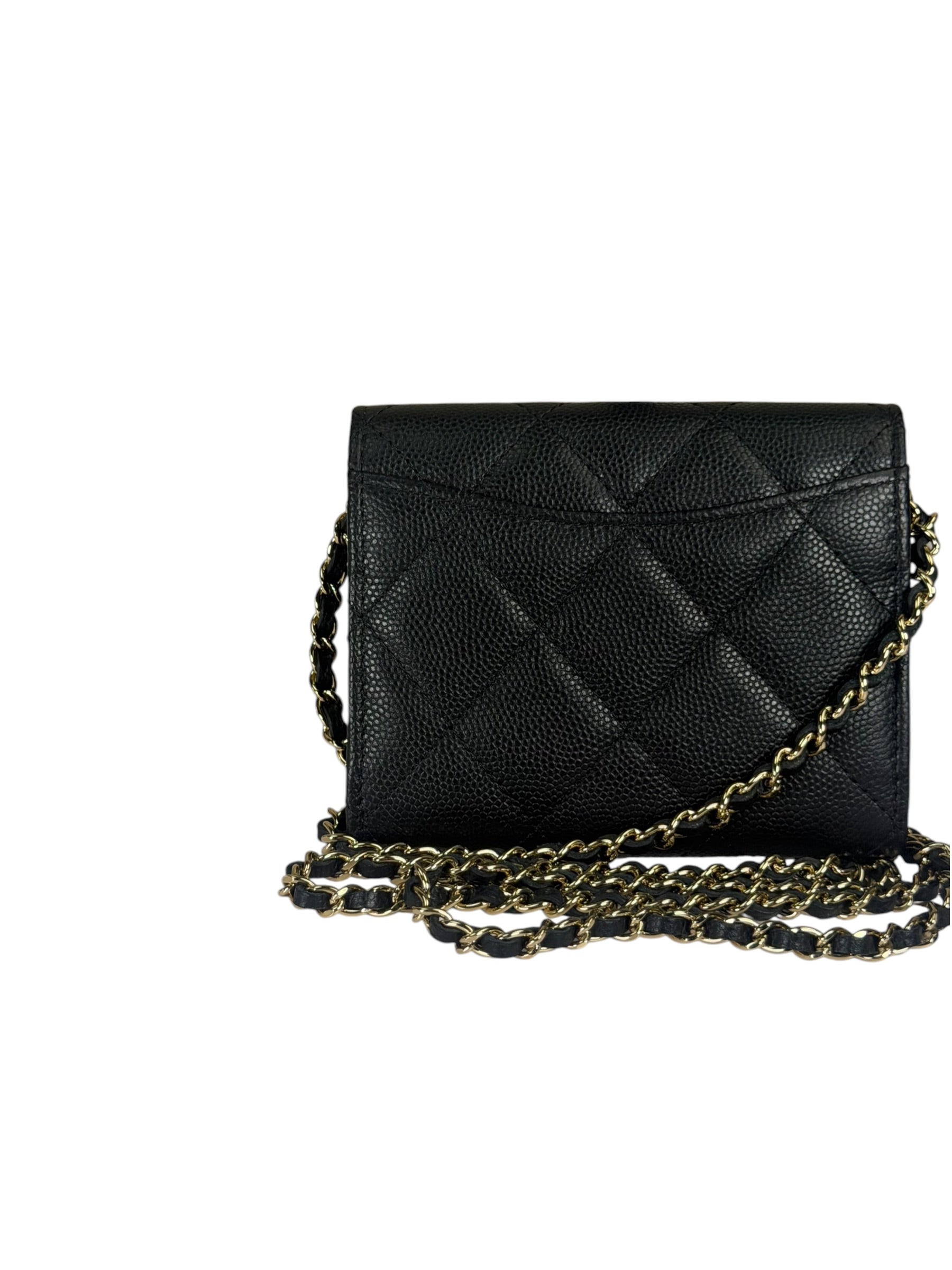 Chanel Black Caviar Quilted Card Holder 2019