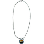 Gucci Sterling Silver Bottle-Cap-Style Enamel Logo Pendant Necklace
