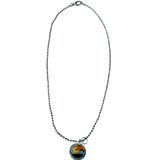 Gucci Sterling Silver Bottle-Cap-Style Enamel Logo Pendant Necklace
