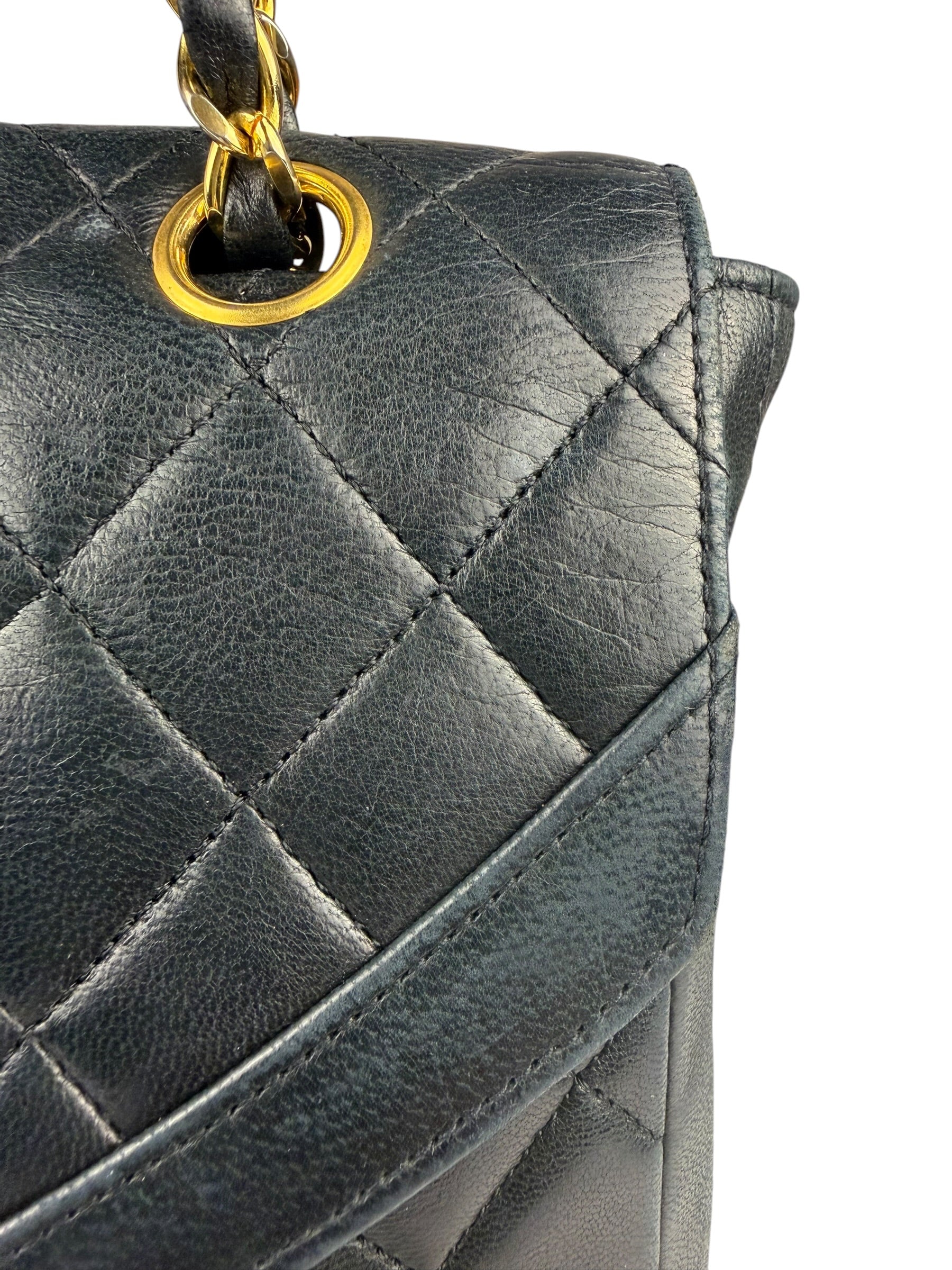 Chanel Black Quilted Lambskin Half Moon Flap 1989