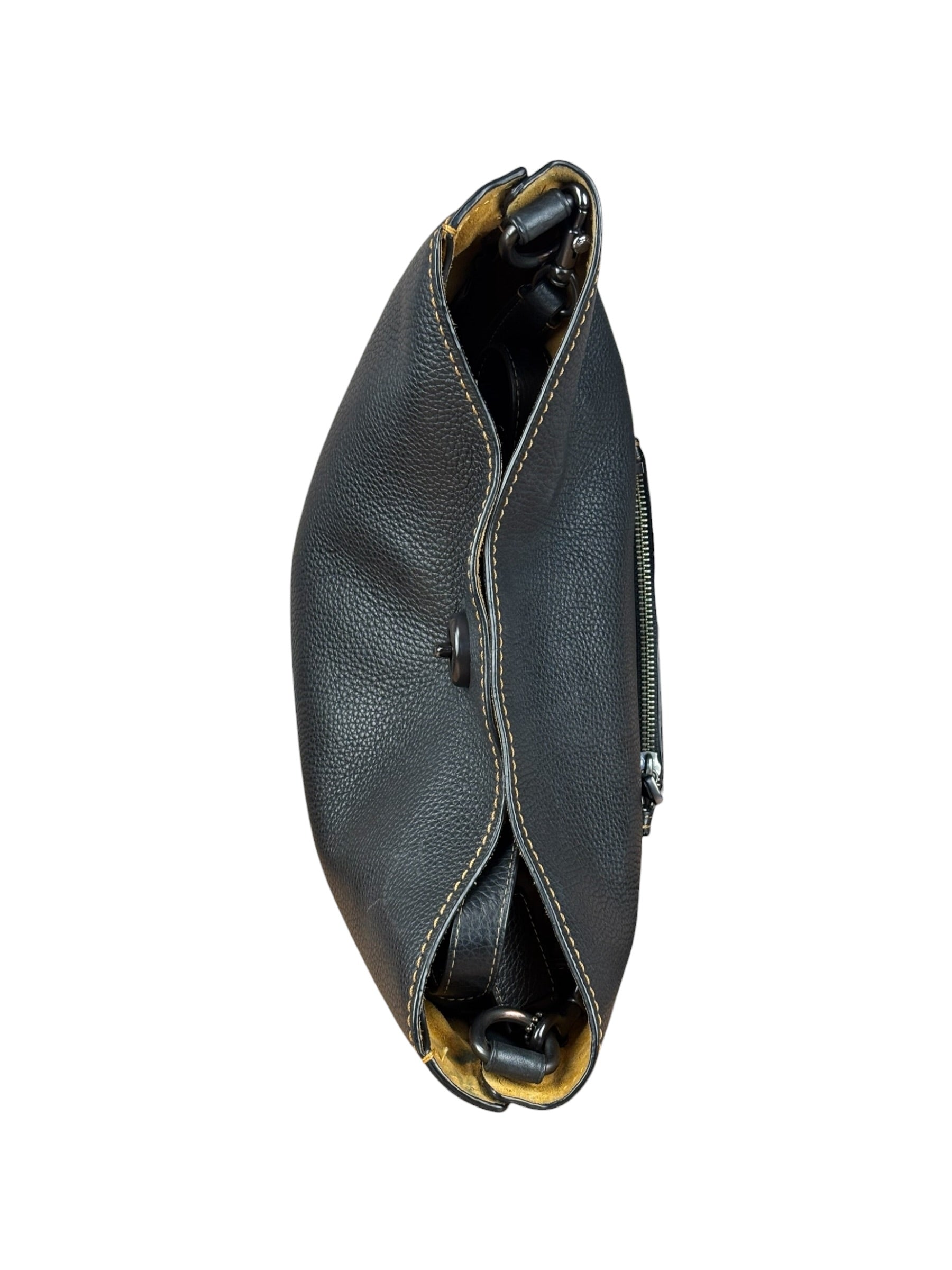 Coach Pebbled Leather Shoulder Bag Black Turn-Lock