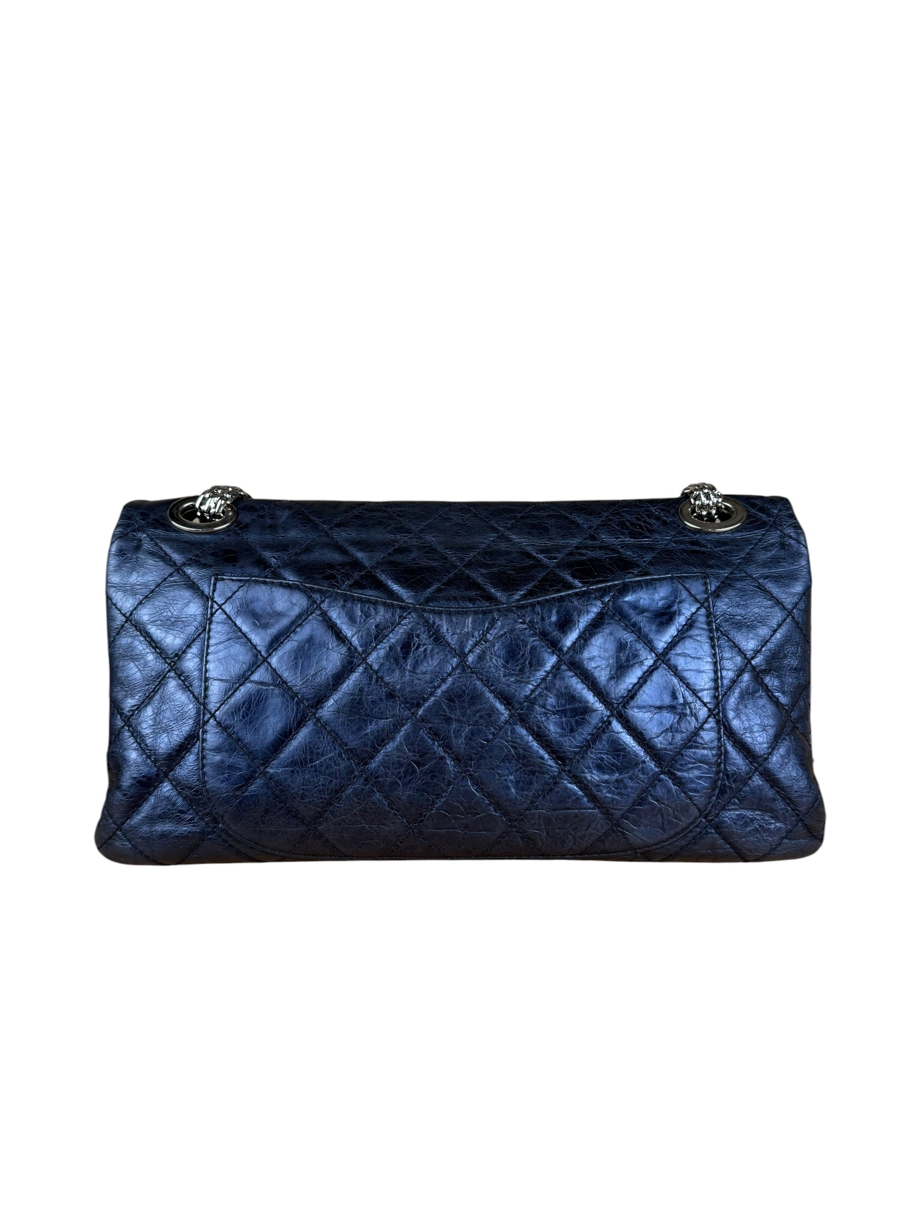 Chanel Blue Metallic Aged Quilted 2.55 Double Flap Bag 2008