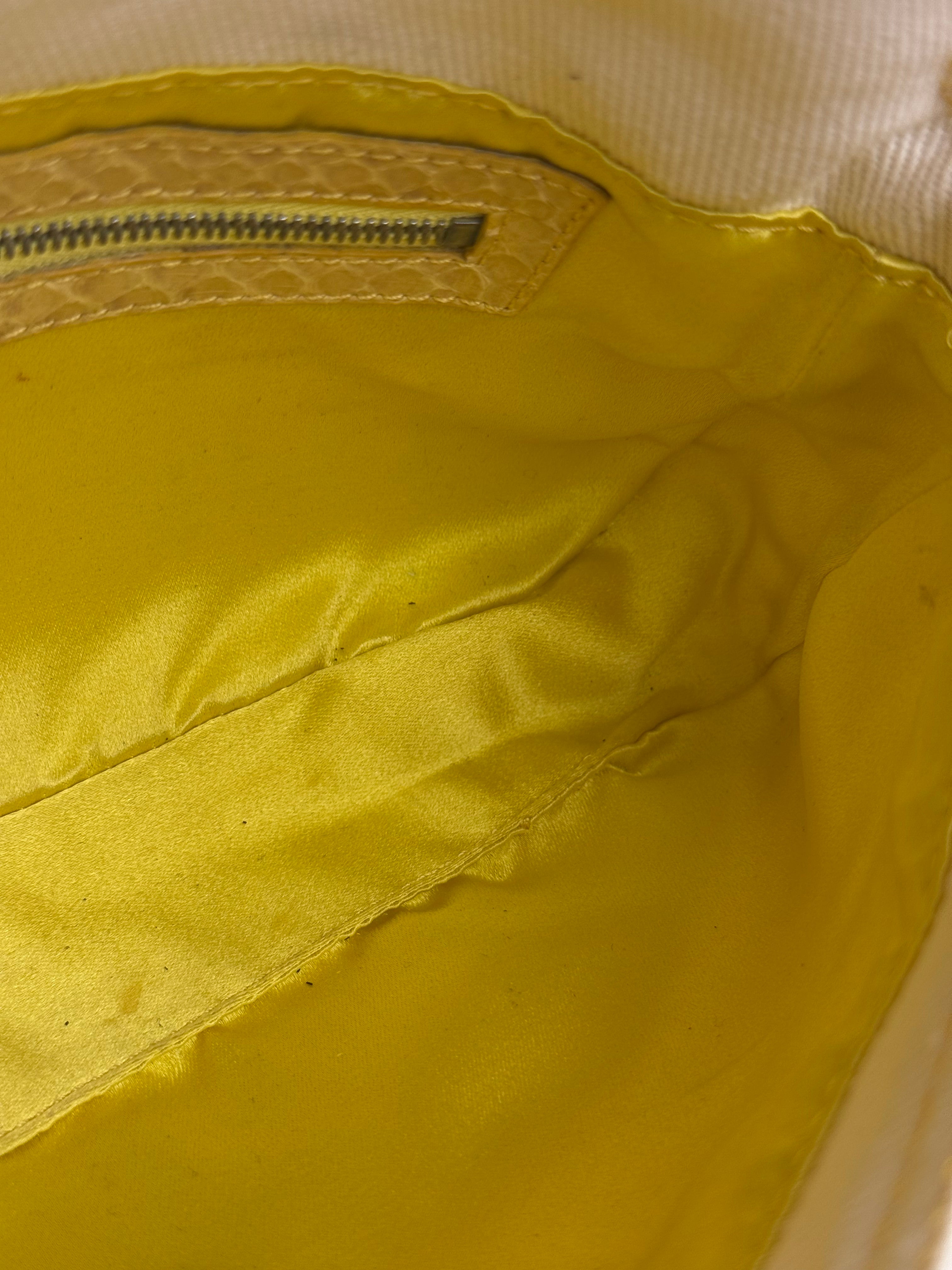 Fendi Vintage Denim x Snakeskin Baguette Yellow