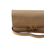 Gucci Light Caramel Pebbled Leather Wallet On Chain