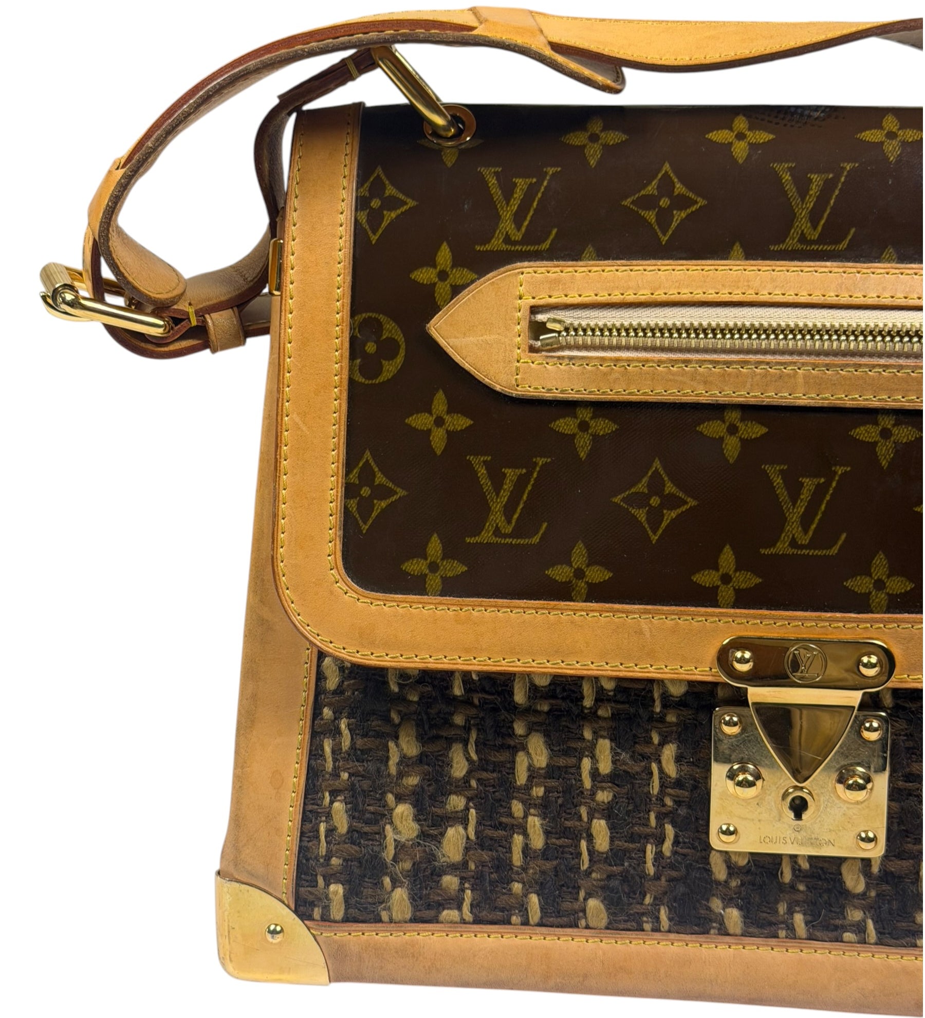 Louis Vuitton Brown Monogram Ambre Tweedy Zip GM