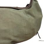 Chanel Olive Green/Brown Leather Trim Interlocking Ring Strap Hobo Bag 2003
