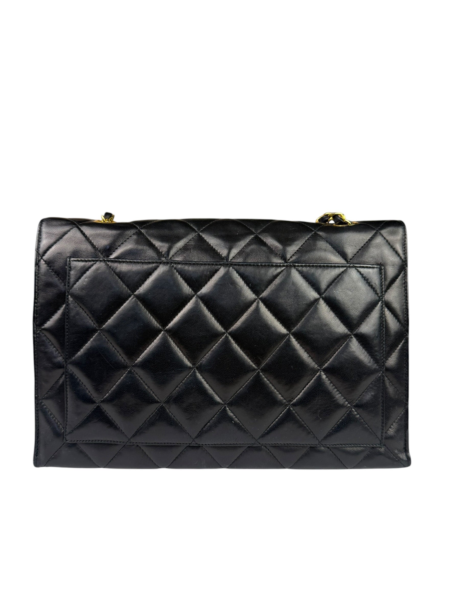Chanel Black Quilted Leather Envelope Flap Bag Early 90's
