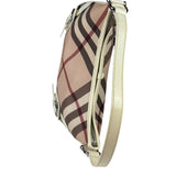 Burberry Beige Leather Trim Nova Check Hobo Bag