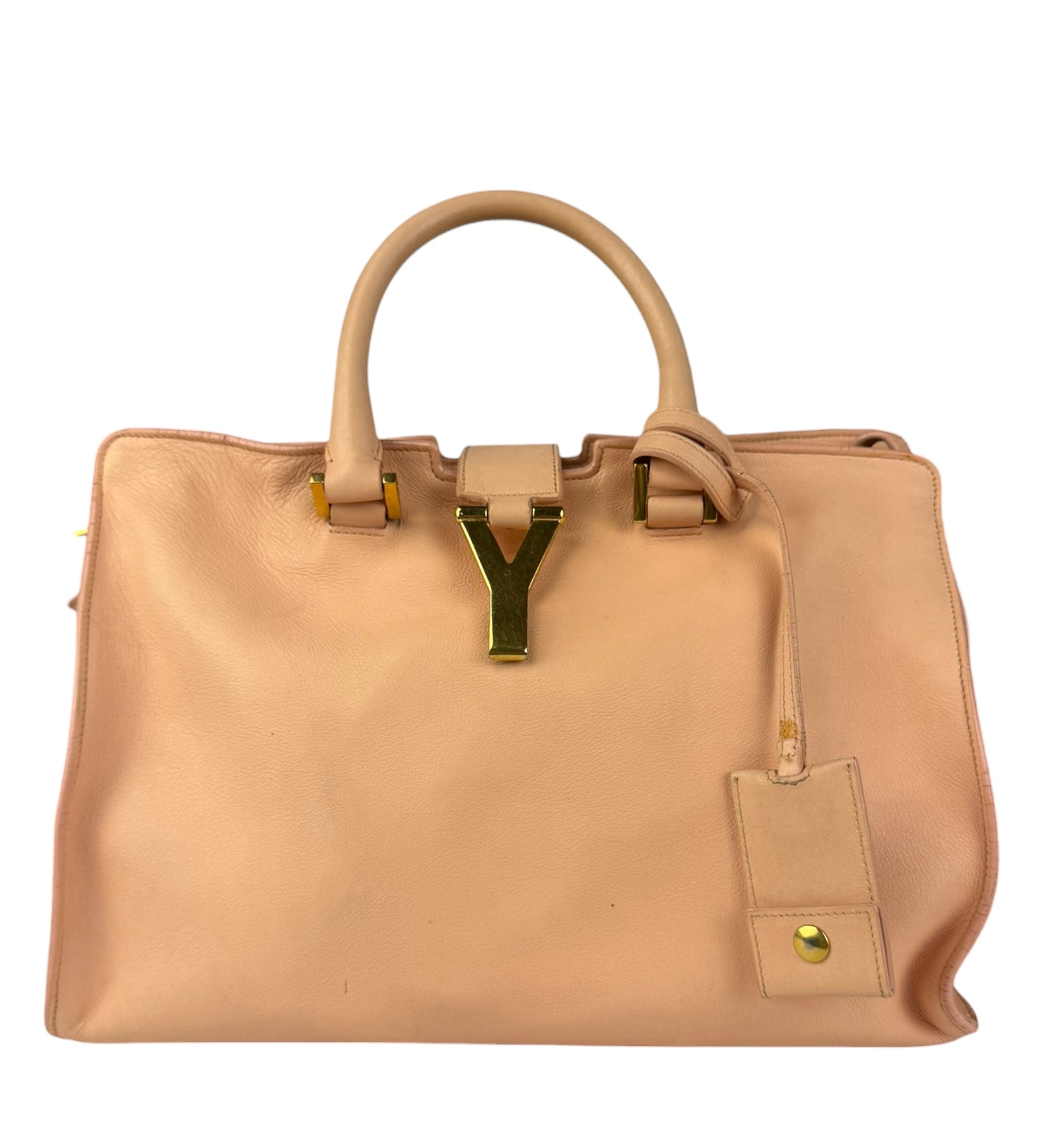YSL Vintage Classic Y Cabas Peach Leather 2Way Handbag