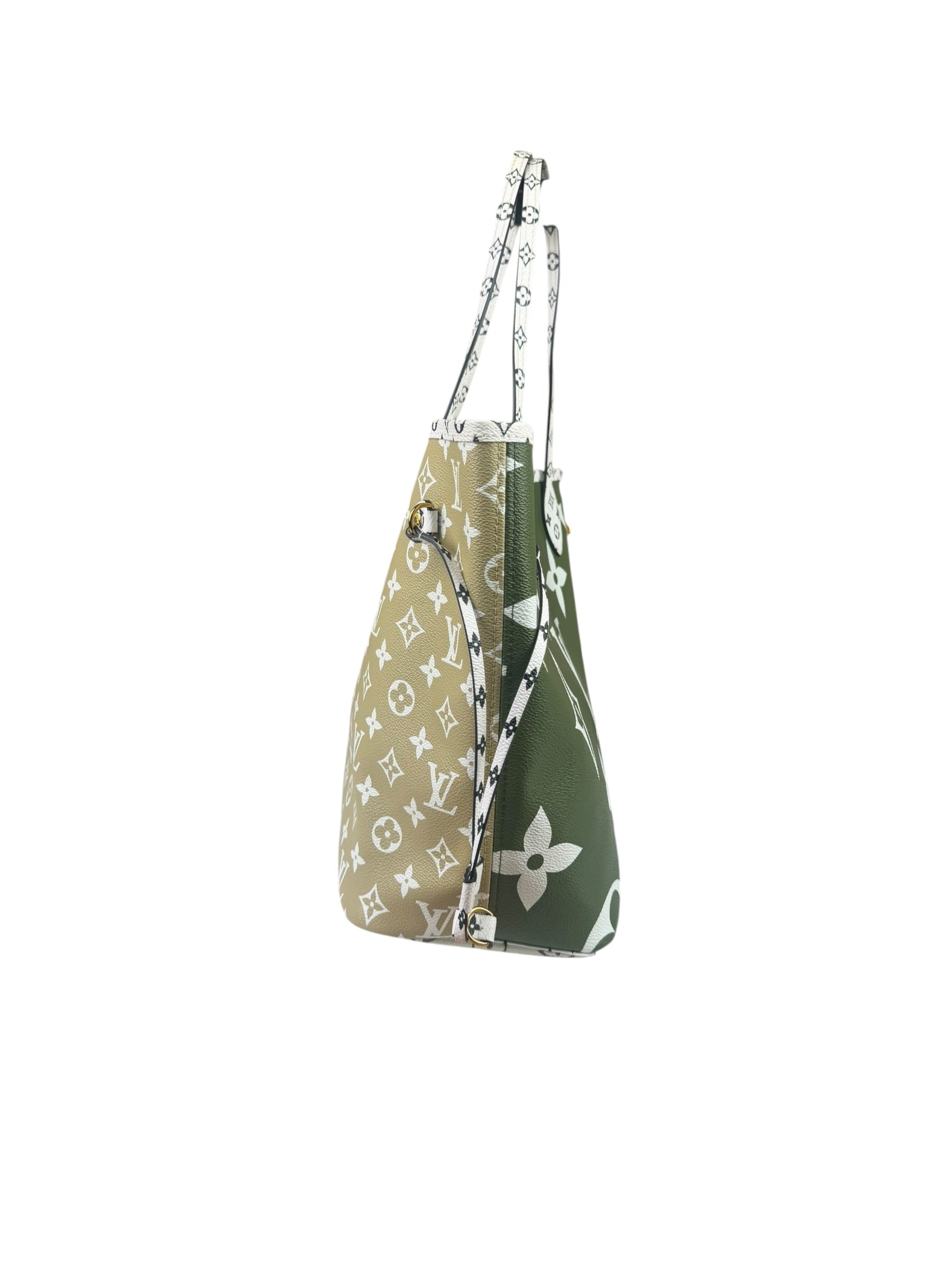 Louis Vuitton Olive Green/Beige Monogram Giant Neverfull MM