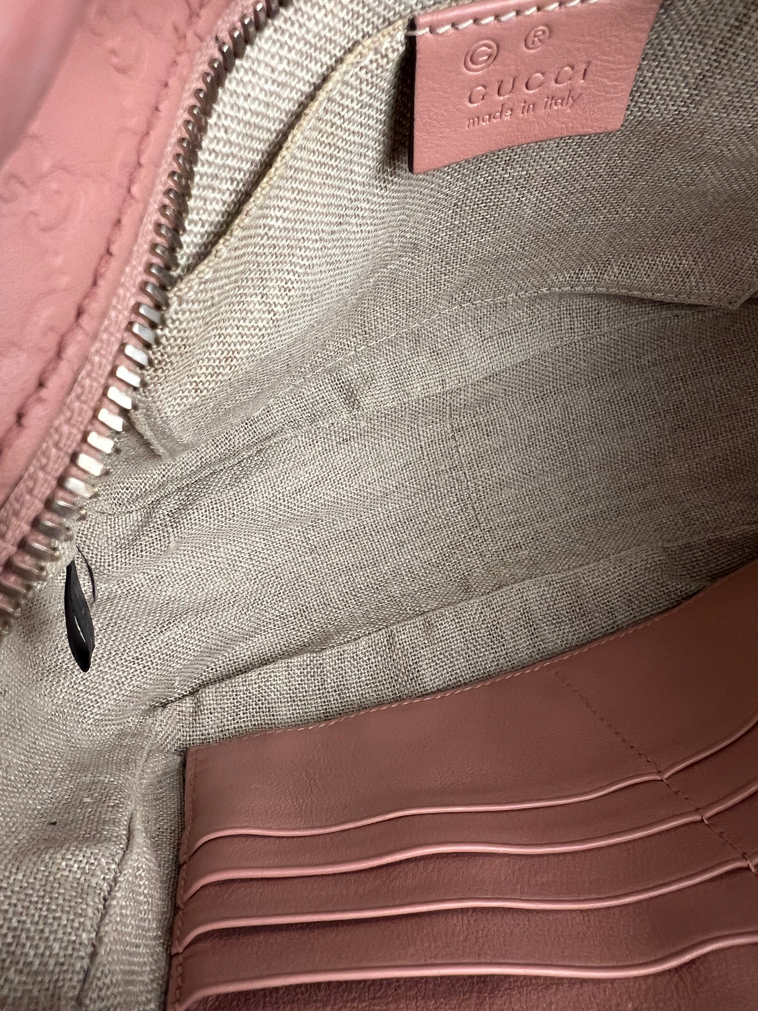 Gucci Bree Microguccissima Leather Camera Bag Pink