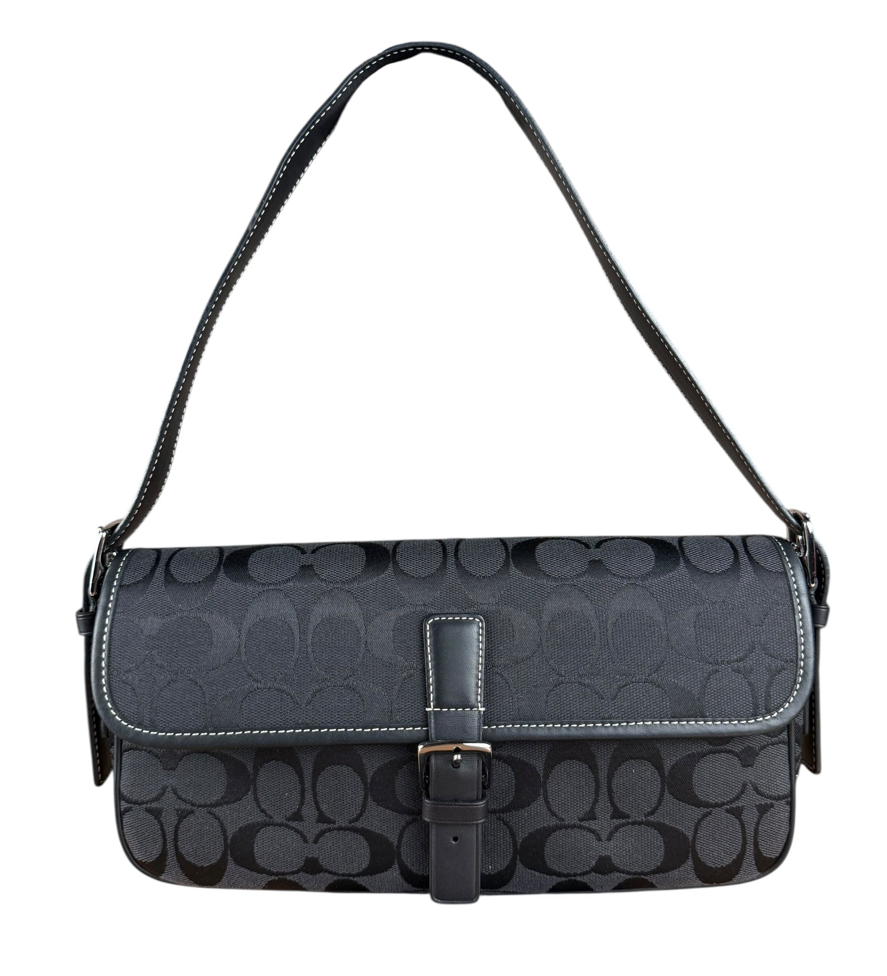 Coach Vintage CC Black Flap Shoulder Bag