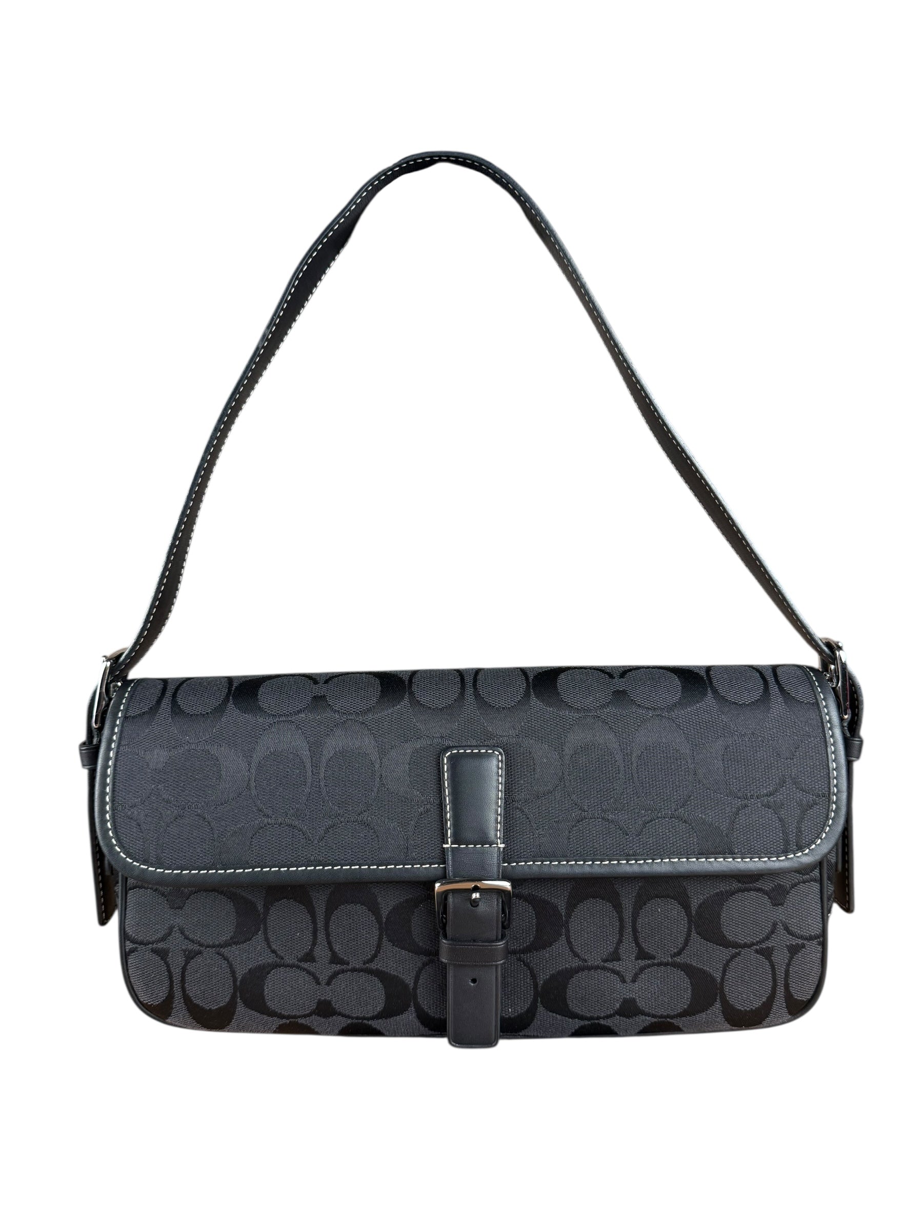 Coach Vintage CC Black Flap Shoulder Bag