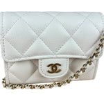 Chanel Classic Flap Card Holder on Chain Quilted Caviar Black