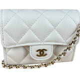 Chanel Classic Flap Card Holder on Chain Quilted Caviar Black