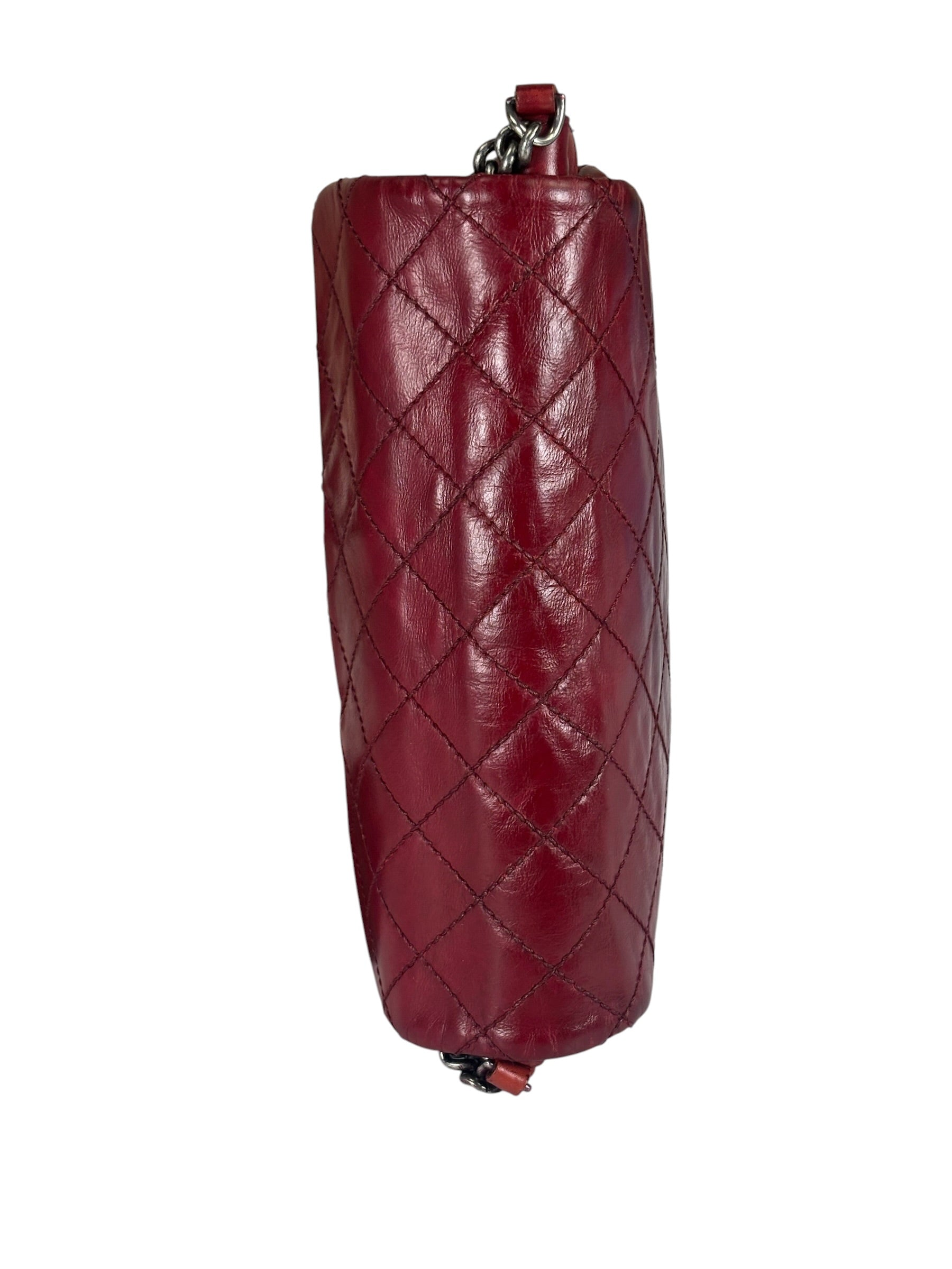 Chanel Red Quilted Calfskin Glazed Medium Duo Flap Bag 2012