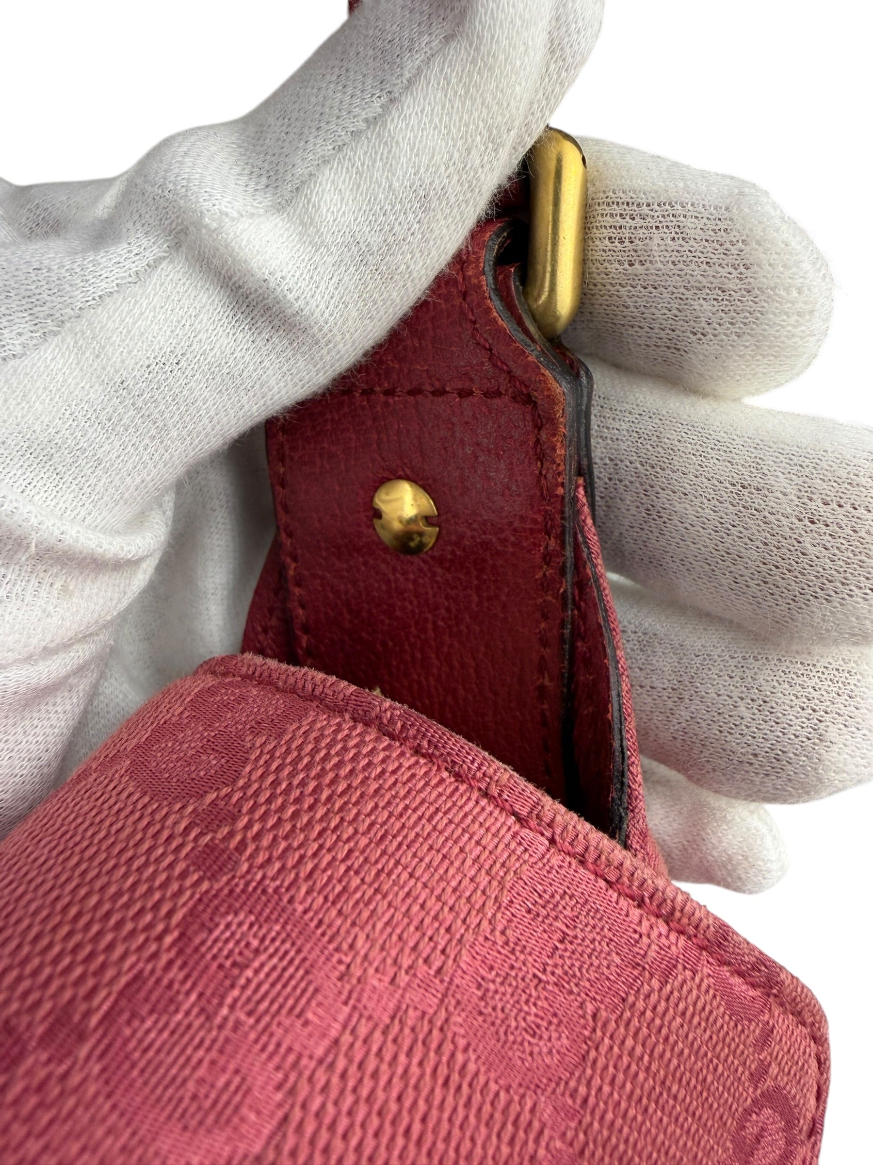 Gucci GG Vintage Pink Canvas Horsebit Shoulder Bag
