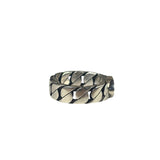 Gucci Sterling Silver & Blue Enamel Interlocking G Chain Link Ring