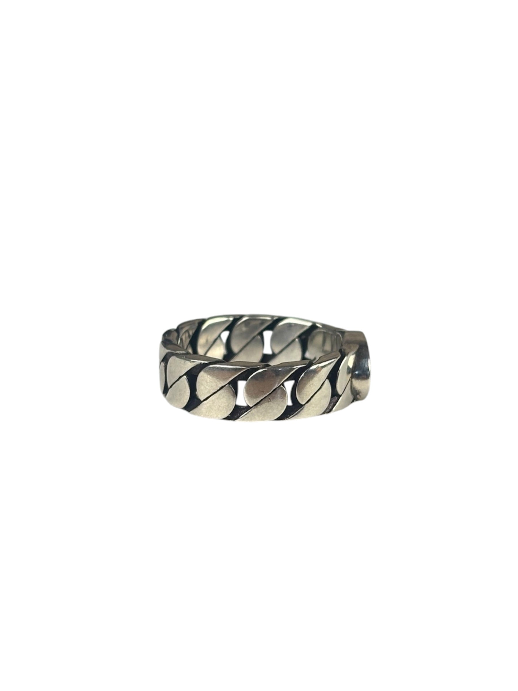 Gucci Sterling Silver & Blue Enamel Interlocking G Chain Link Ring