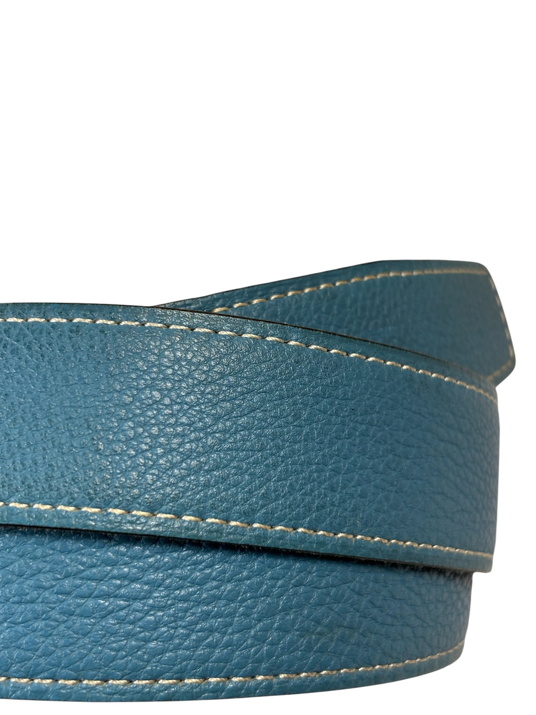 Hermes Blue/Black Leather Reversible H Belt