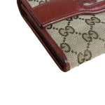 Gucci Vintage Burgundy Leather Trim GG Canvas Continental Wallet