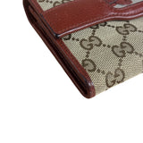 Gucci Vintage Burgundy Leather Trim GG Canvas Continental Wallet