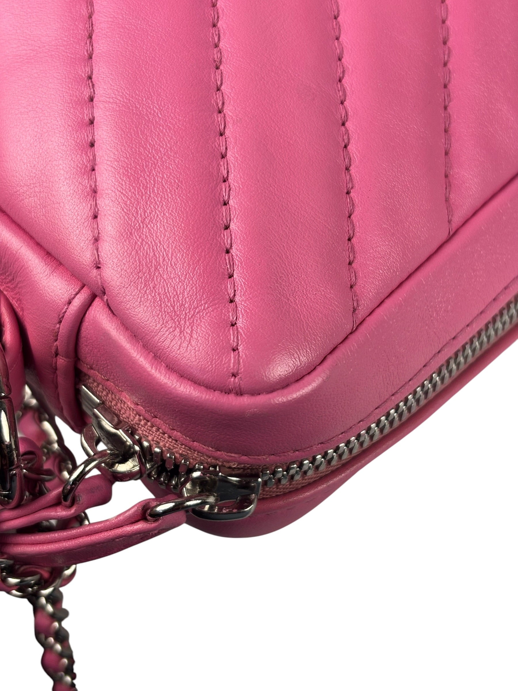 Chanel Pink Chevron Leather Promenade Chain Shoulder Bag 2018