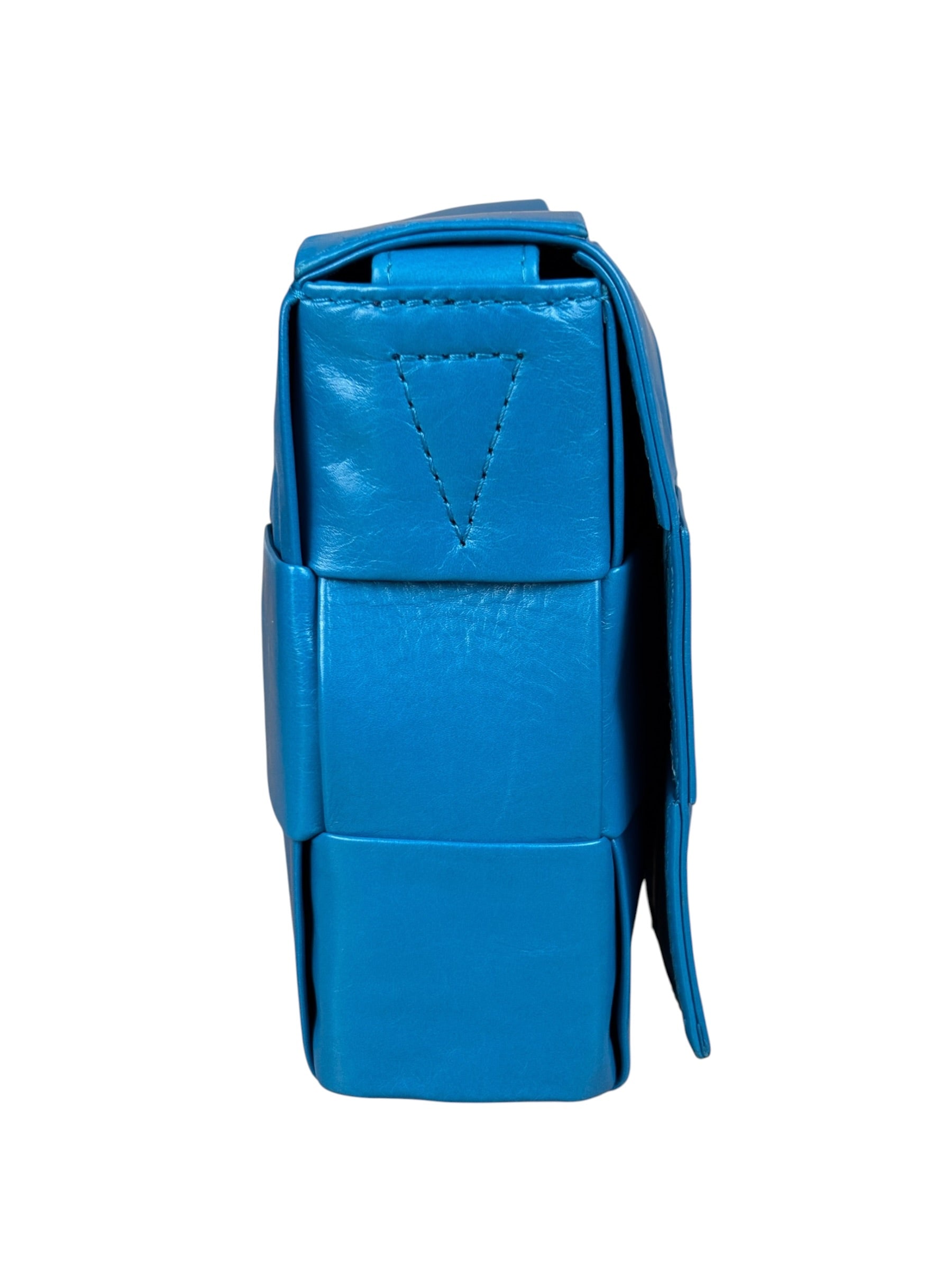Bottega Veneta Cyan Leather Cassete Bag