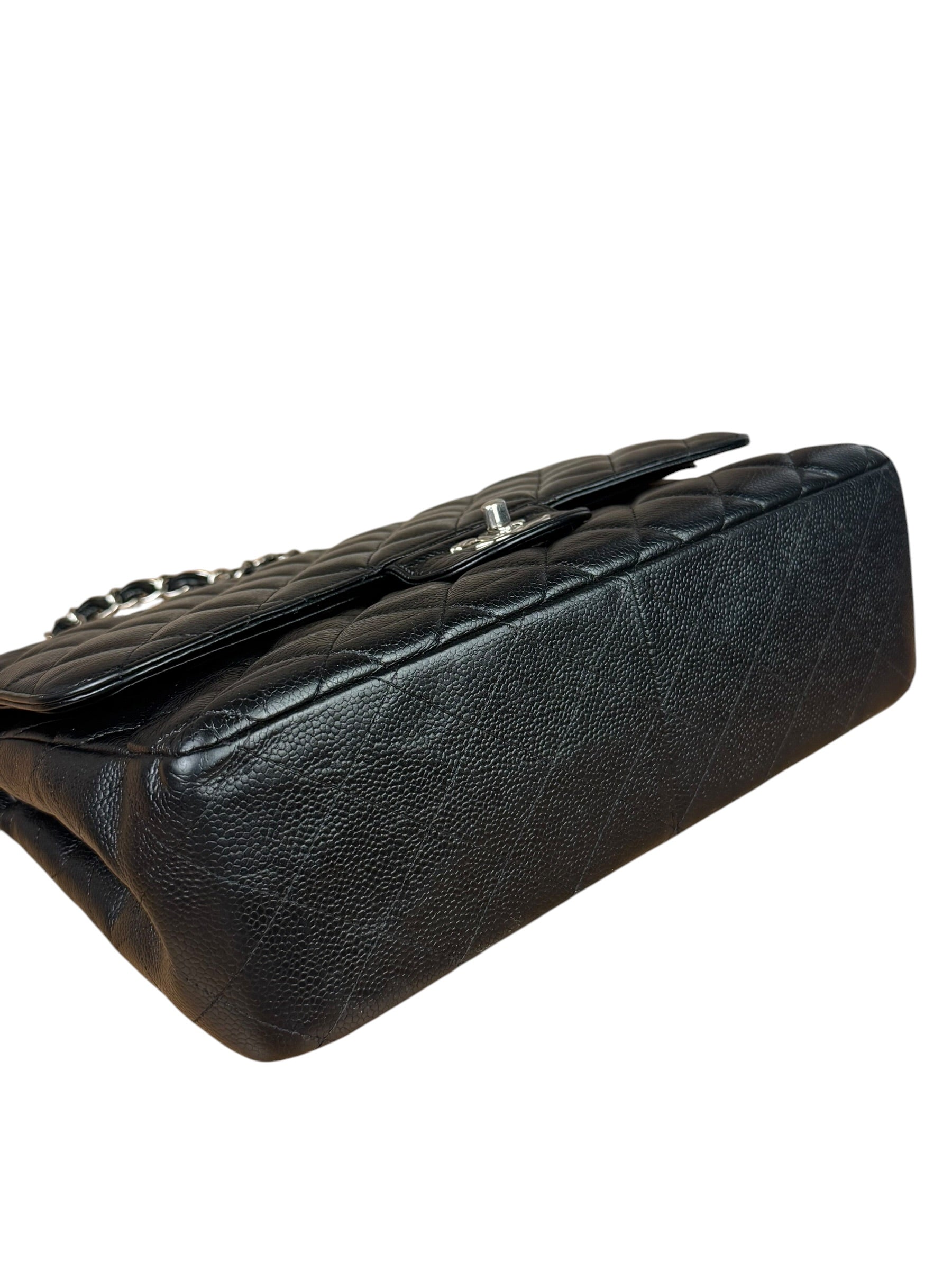 Chanel Black Caviar Quilted Leather Classic Jumbo Double Flap Bag 2011
