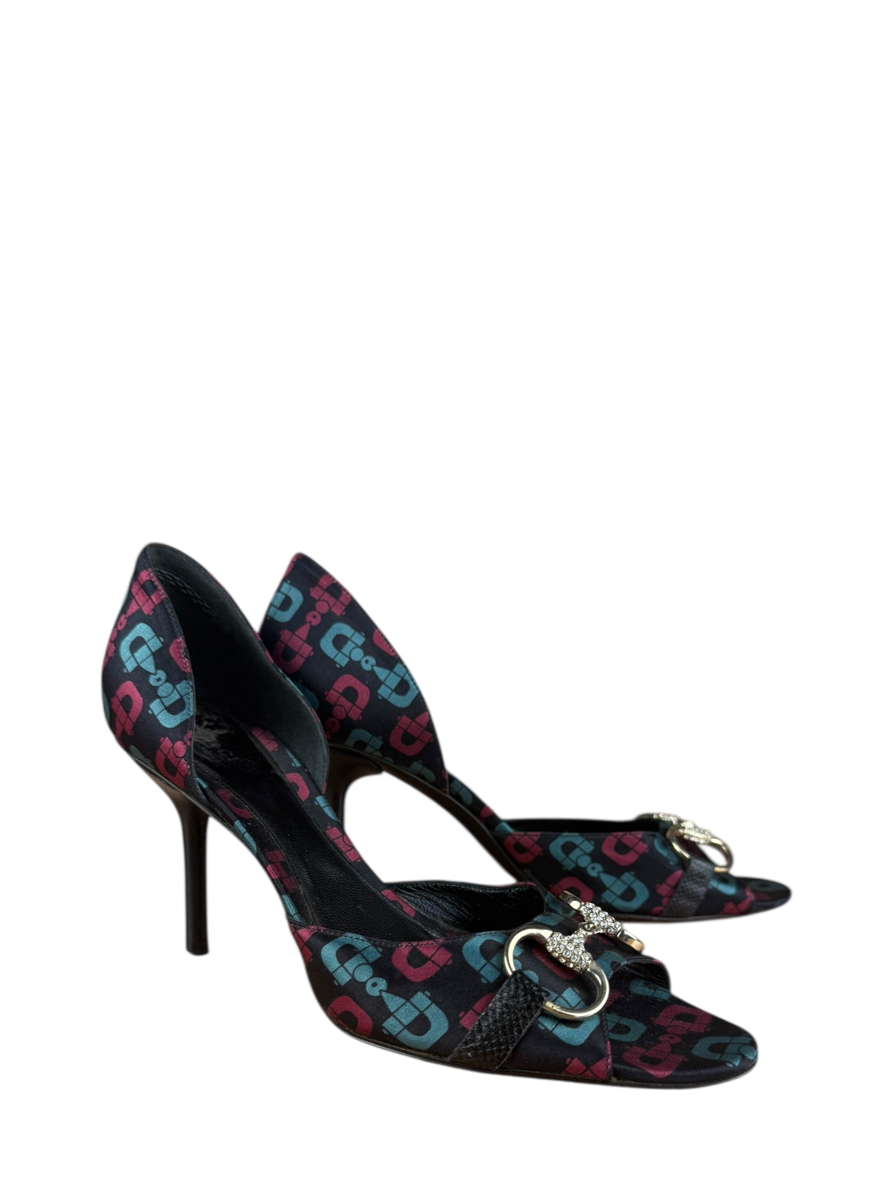 Gucci Vintage Horsebit Open Toe Pumps