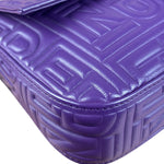 Fendi Purple Nappa Leather Medium Logo Embossed Baguette