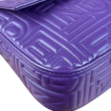 Fendi Purple Nappa Leather Medium Logo Embossed Baguette