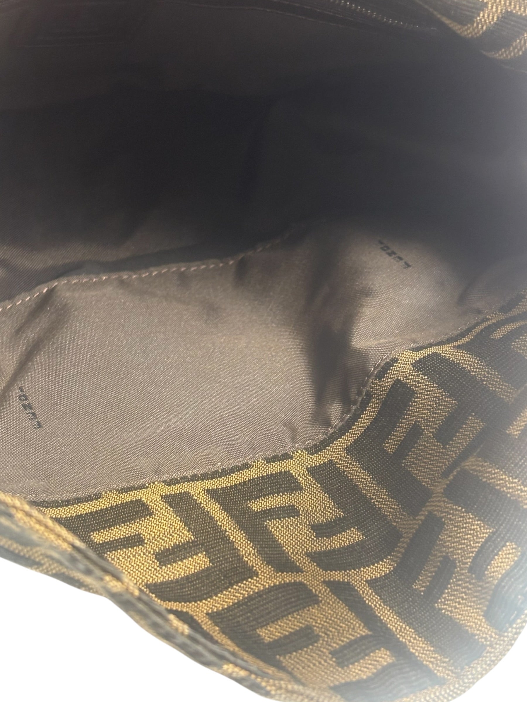 Fendi Brown Leather Trim Baguette
