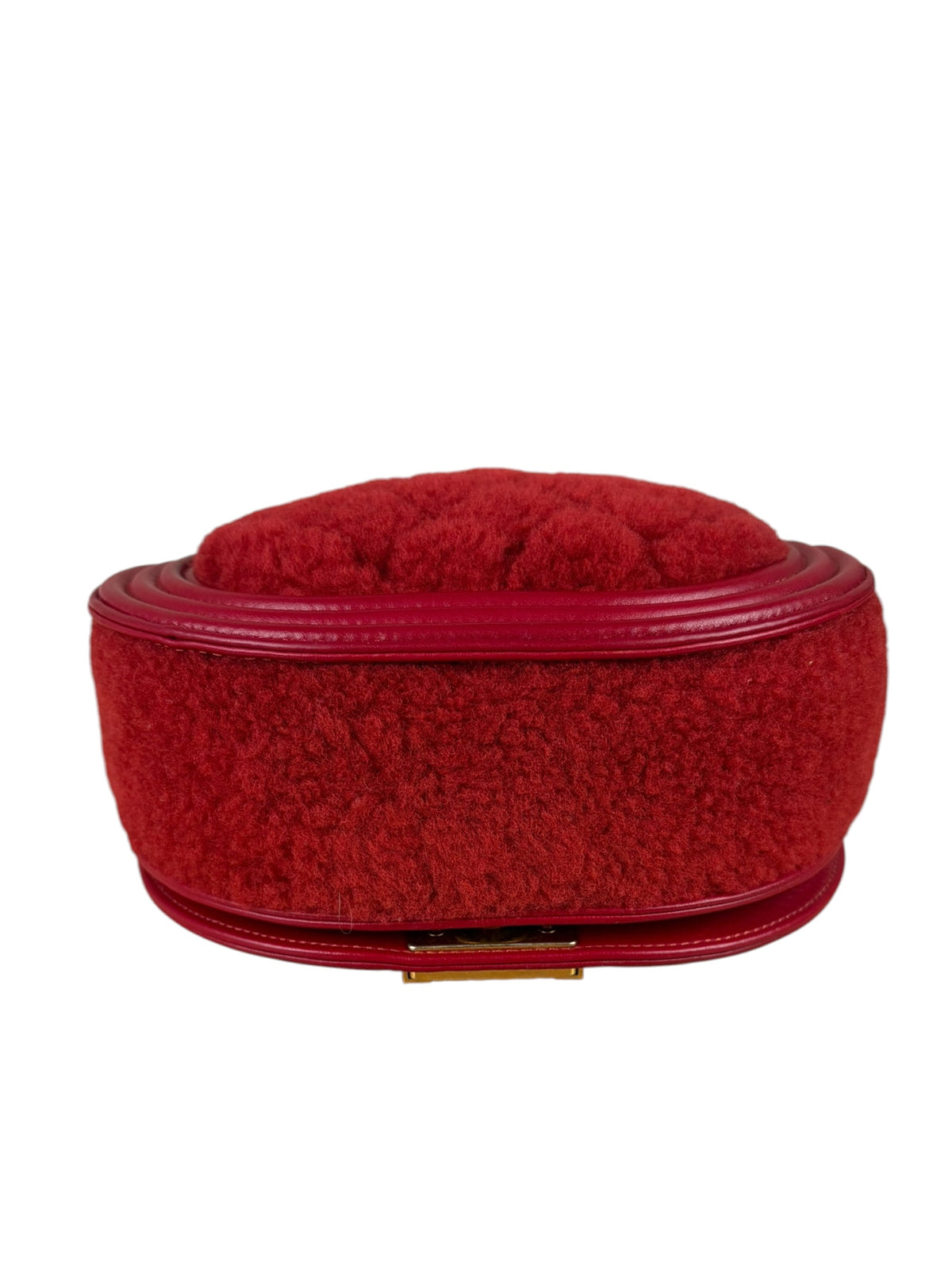 Chanel Red Leather Trim/Quilted Wool Boy Curved Small Messenger Bag Early 20s