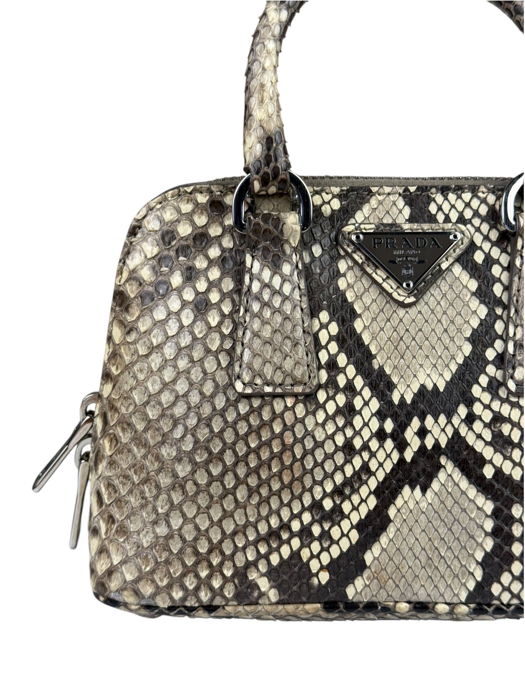 Prada Beige Python Mini Dome Two-Way Bag