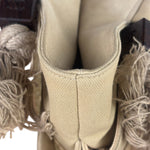 Chanel Vintage Beige Denim/Leather Trim Camellia Rope Tote